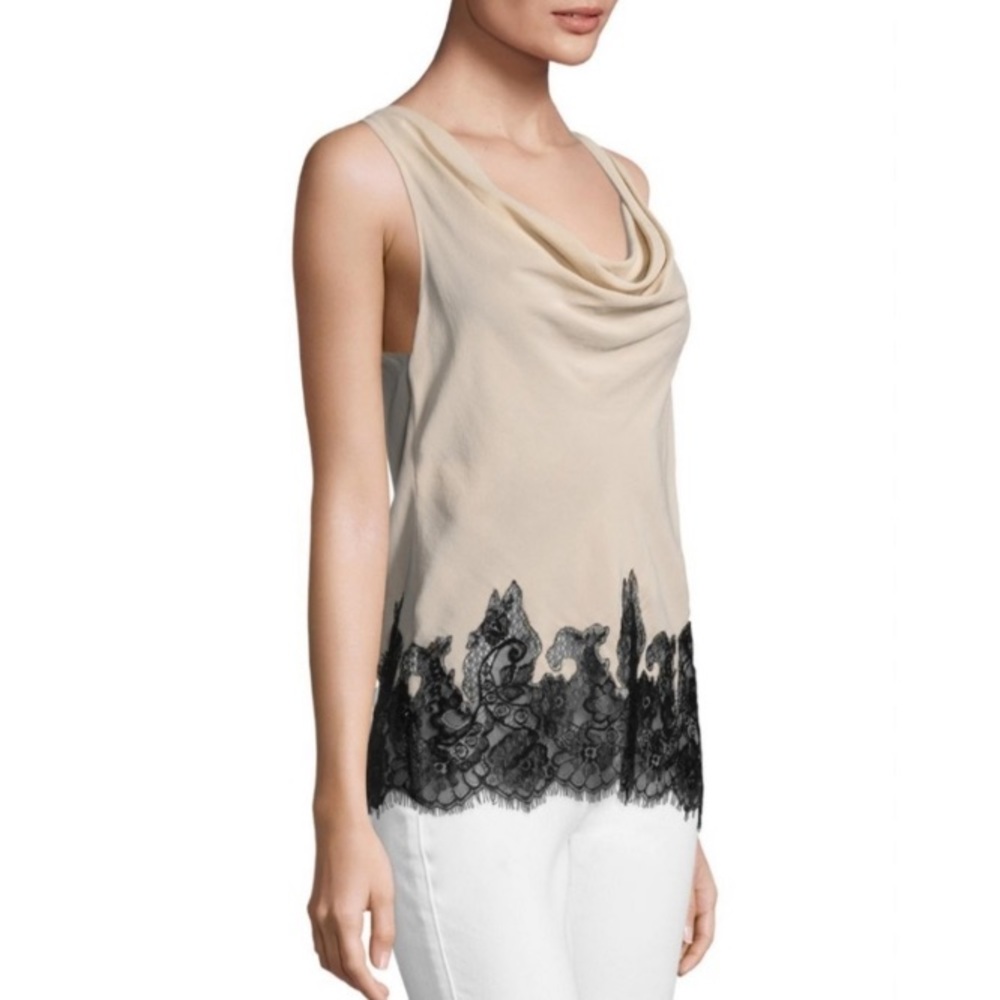 Alice and Olivia BLACK Silk Lace Tank